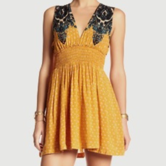 Free People | Walking Through My Dreams | Yellow Mini Dress | Small - Picture 1 of 7